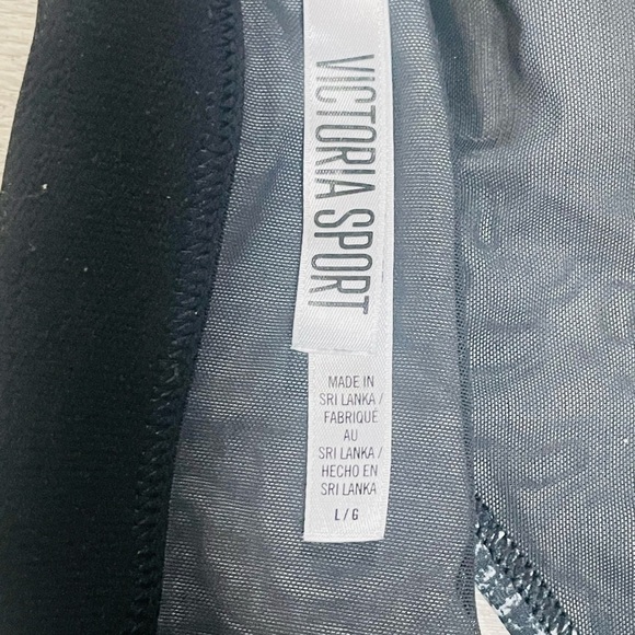 Victoria Sport Black and Gray Strappy Sports Bra with sheer design Sz Lg - Picture 7 of 9